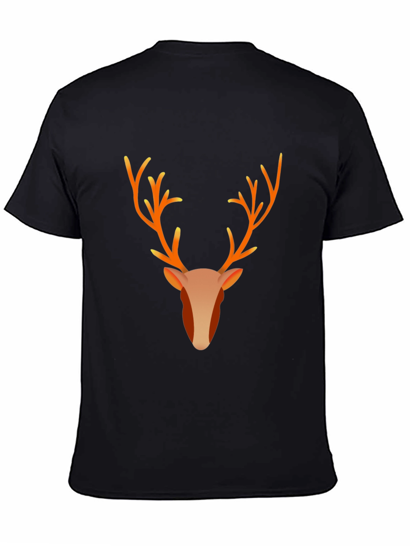Reindeer Graphic Tee - Black Cotton Blend T-Shirt
