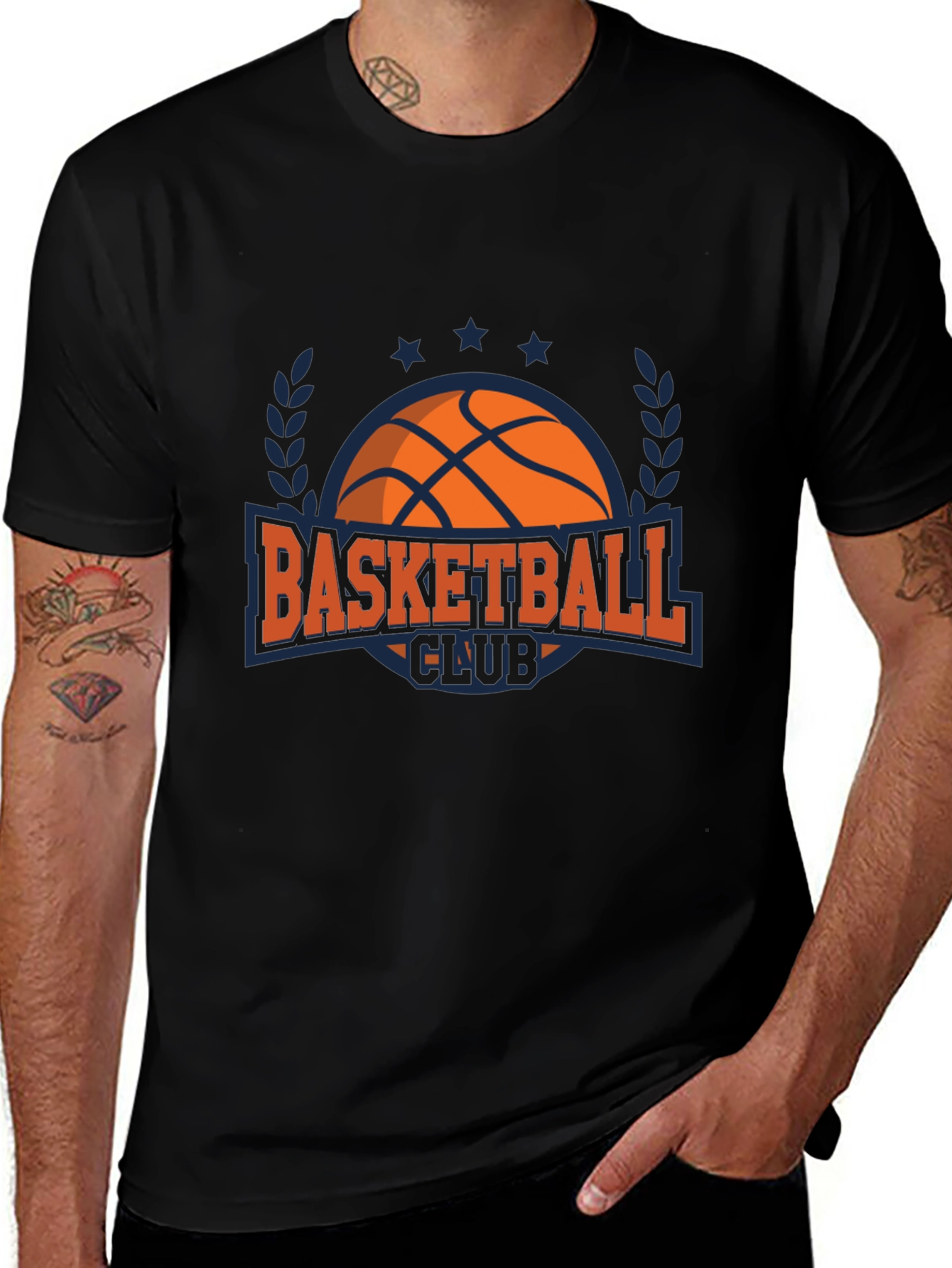 Basketball Club Graphic Tee - Black Cotton T-Shirt