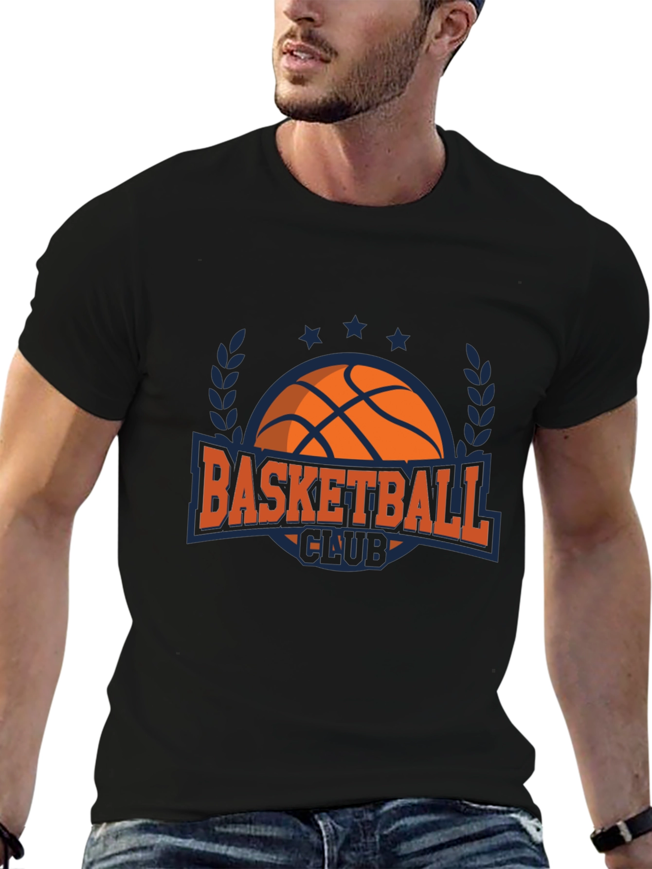 Basketball Club Graphic Tee - Black Cotton T-Shirt