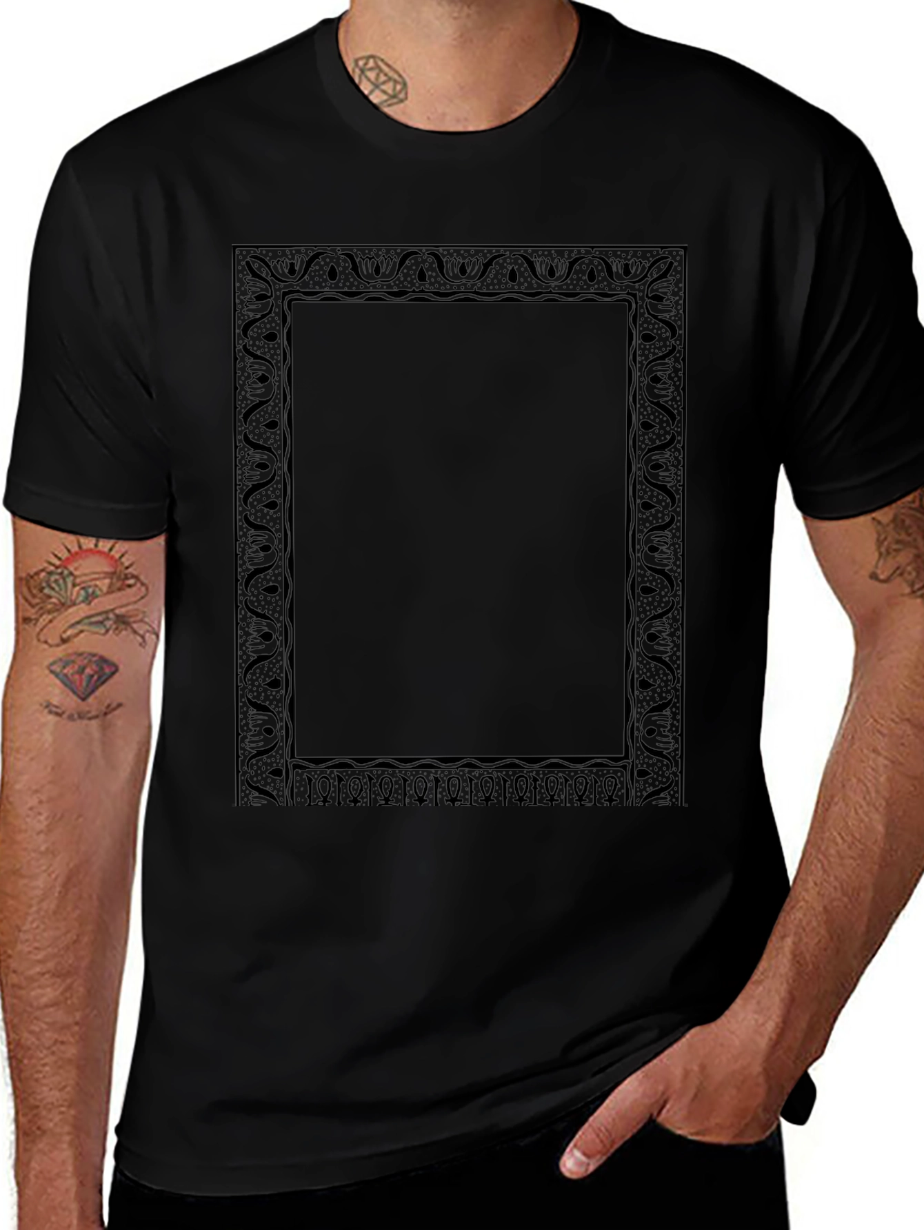 Ornate Frame Graphic Tee - Classic Black