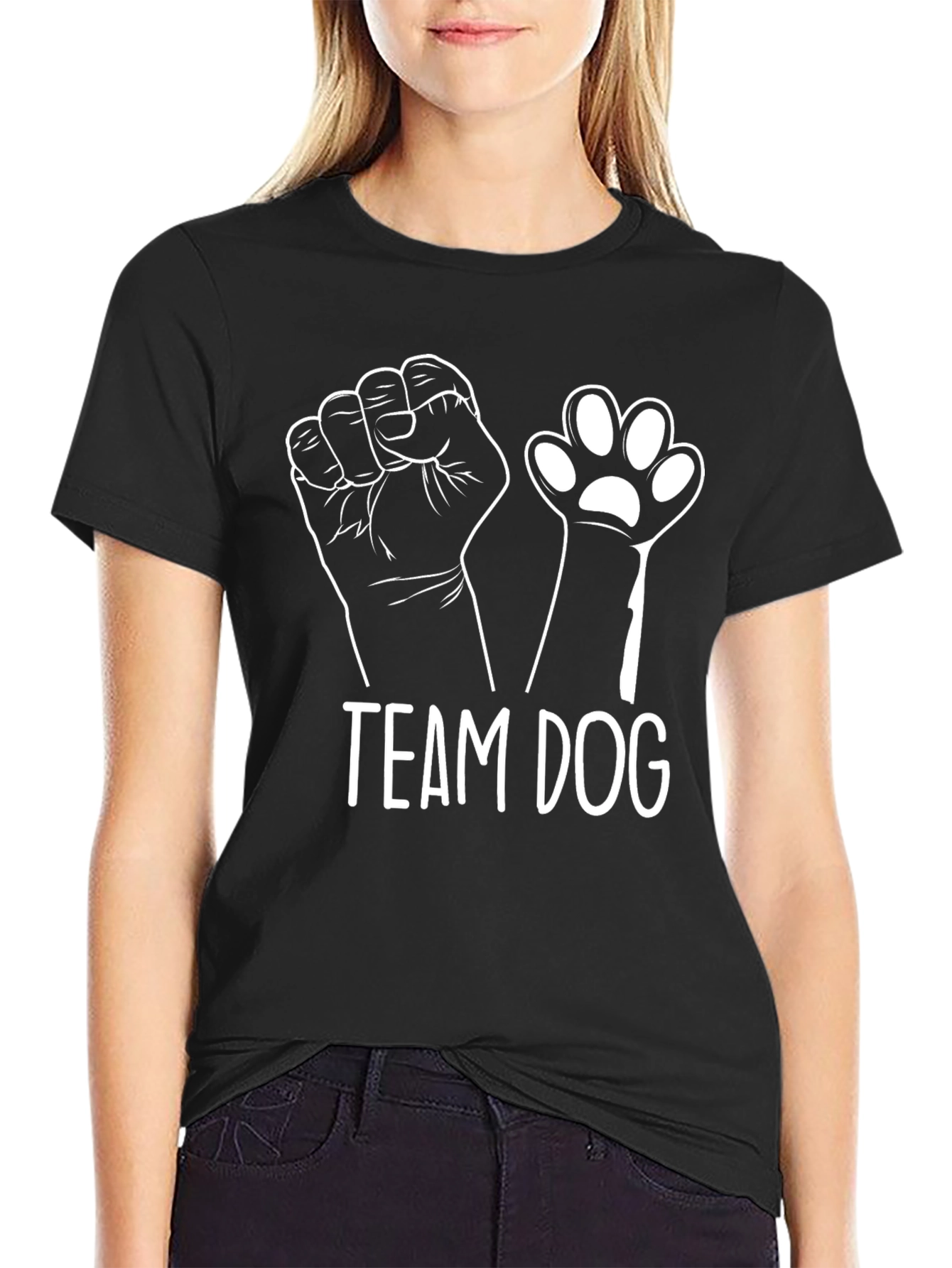 Team Dog T-Shirt - Black Crew Neck Tee