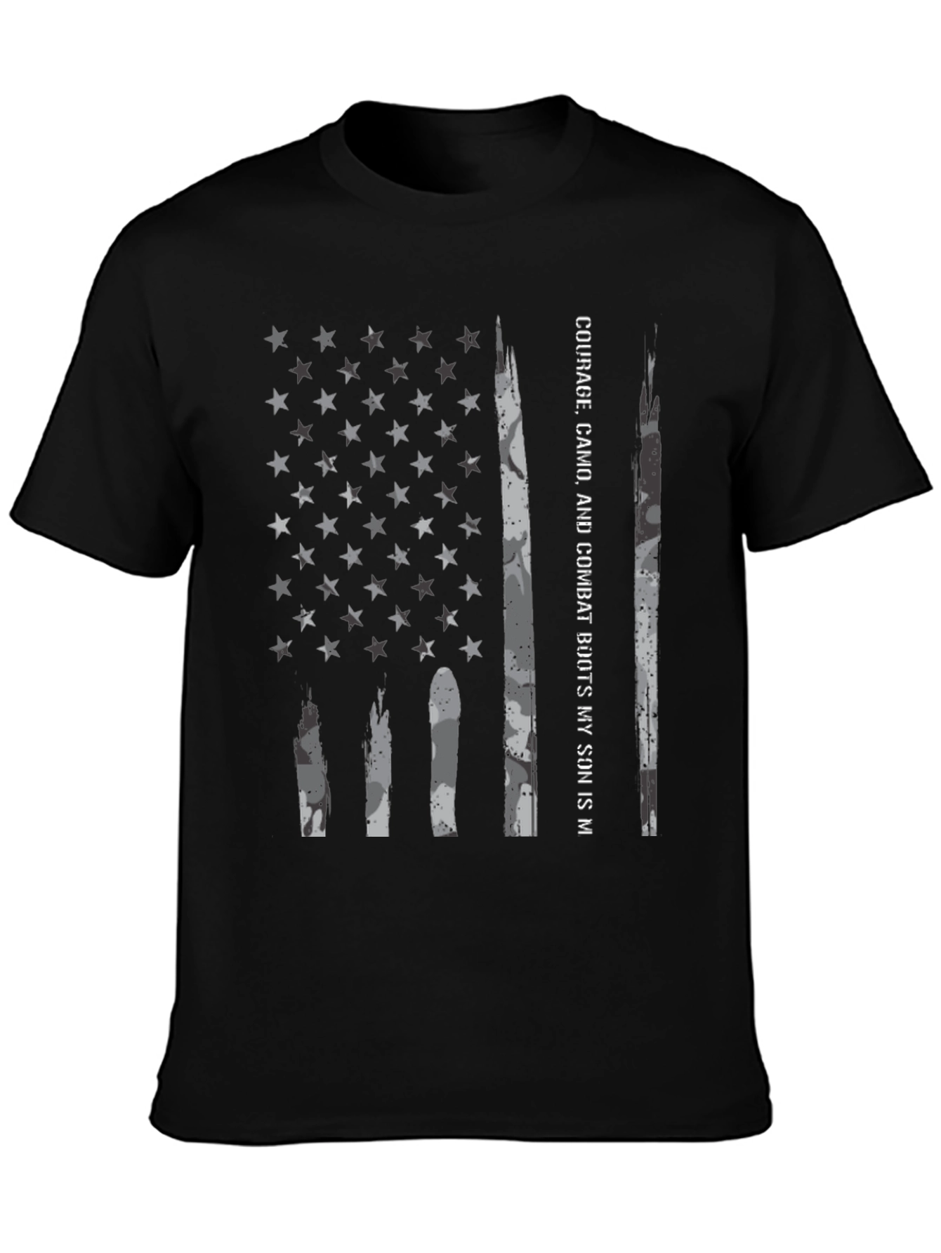Courage Camo Combat Boots Son American Flag T-Shirt