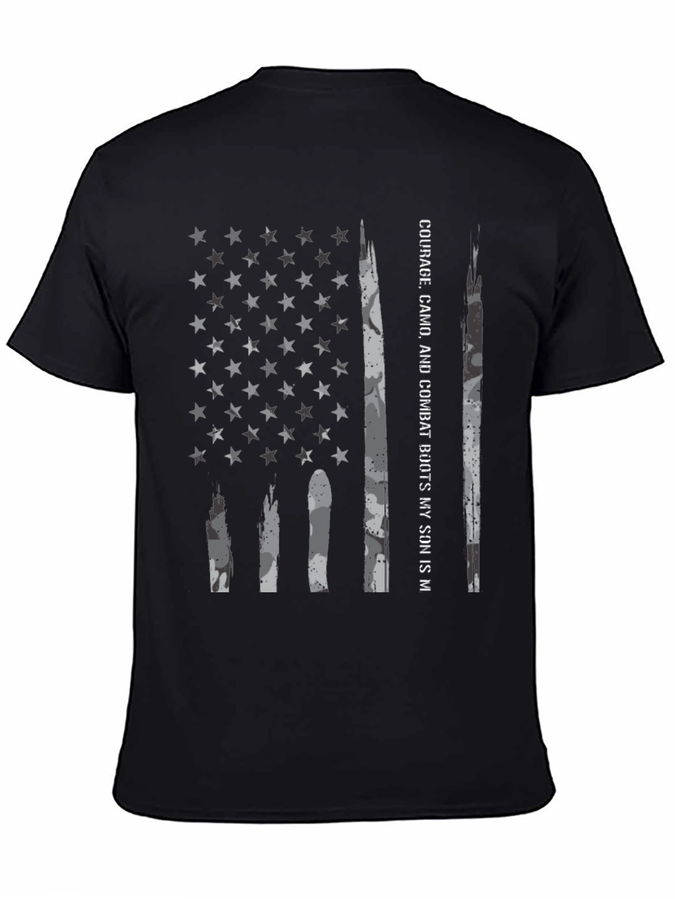 Courage Camo Combat Boots Son American Flag T-Shirt