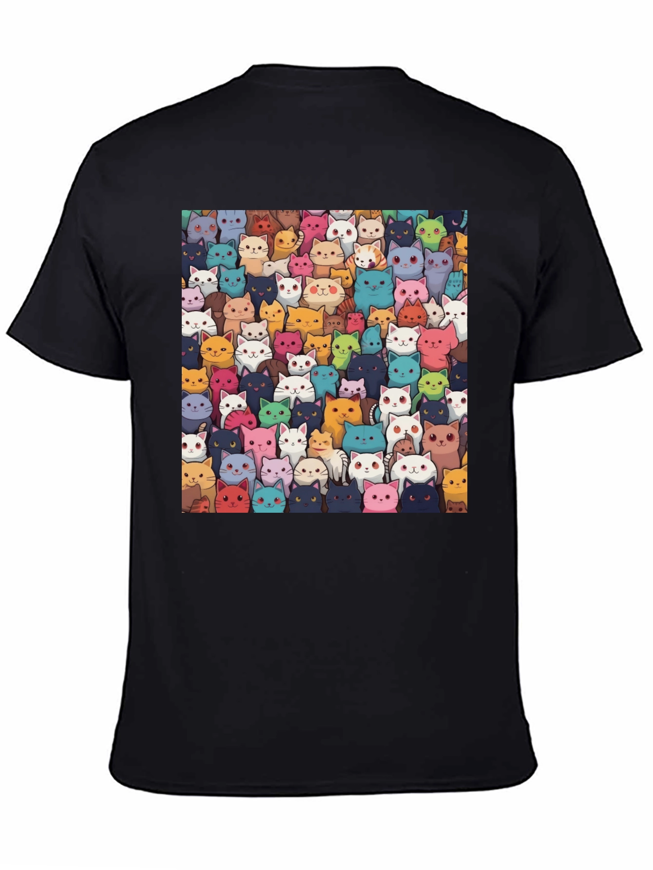Cartoon Cats Graphic T-Shirt - Unisex Black Tee