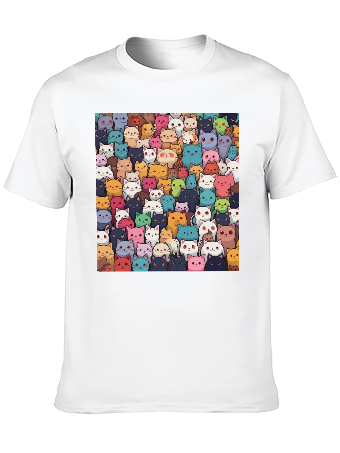 Cartoon Cats Graphic T-Shirt - Unisex Black Tee