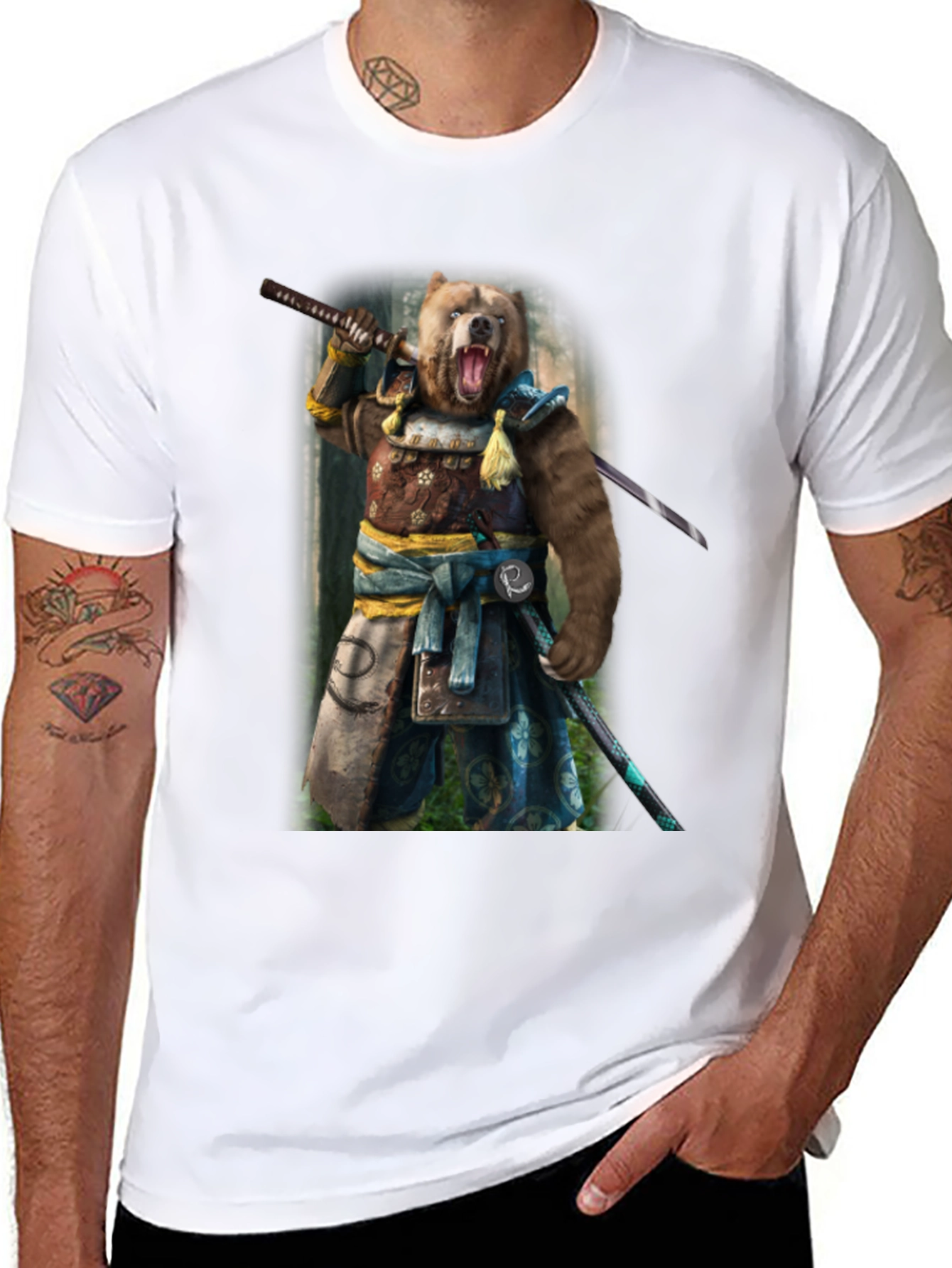 Bear Samurai T-Shirt - Unique Graphic Tee