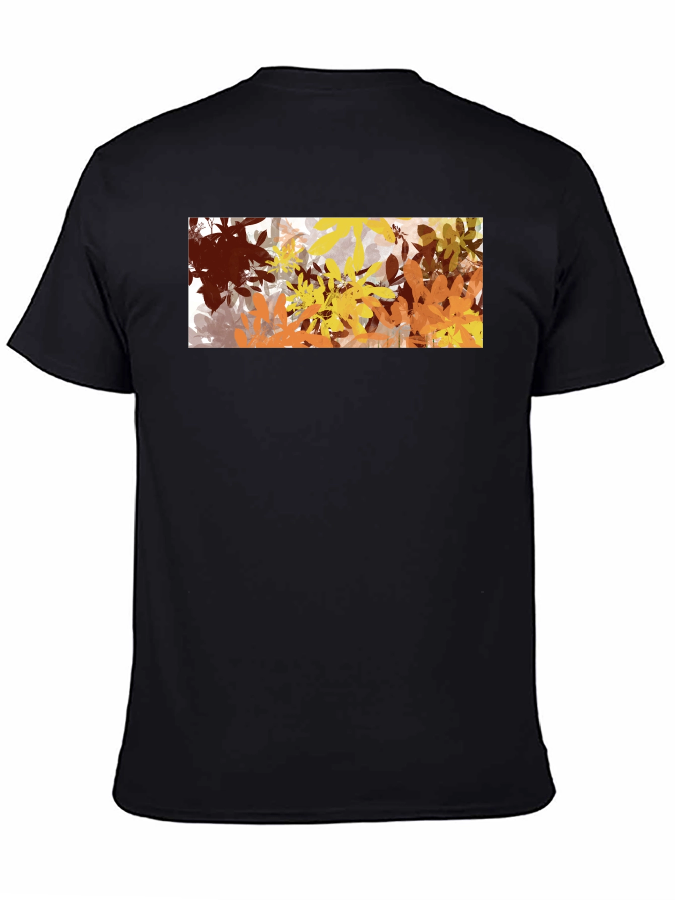 Abstract Autumn Leaves Graphic Black T-Shirt
