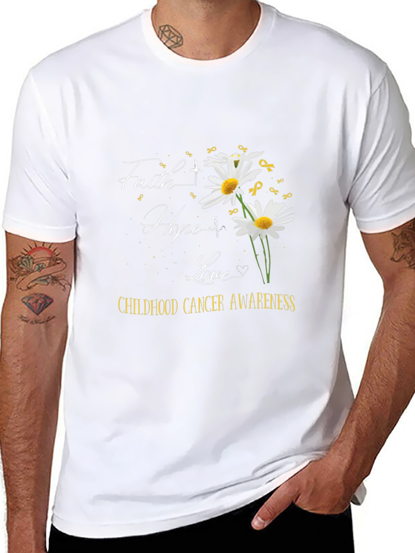 Faith Hope Love Childhood Cancer Awareness T-Shirt