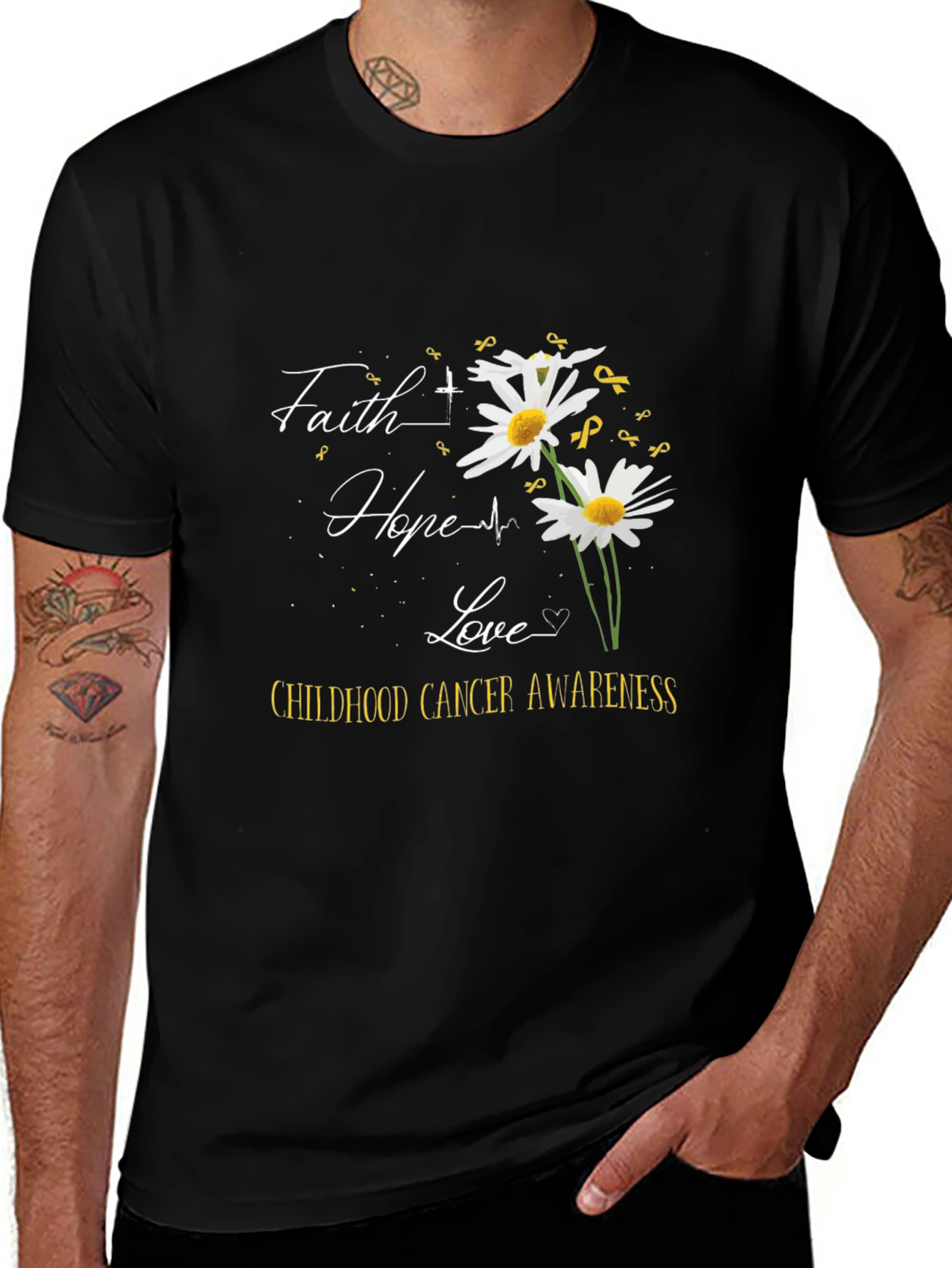 Faith Hope Love Childhood Cancer Awareness T-Shirt