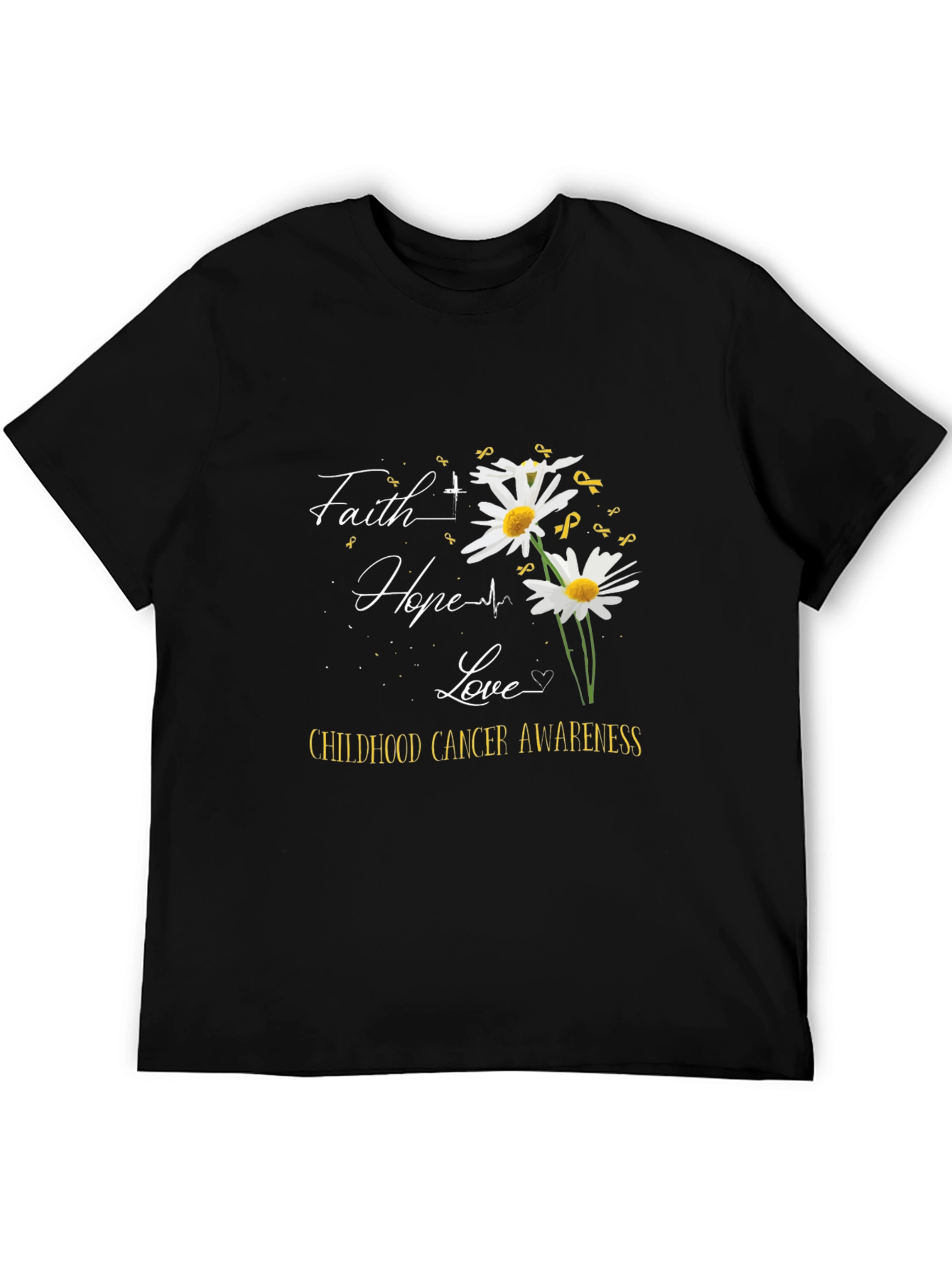 Faith Hope Love Childhood Cancer Awareness T-Shirt