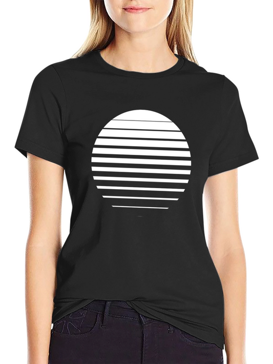 Minimalist Striped Circle Graphic Tee - Modern Black T-Shirt