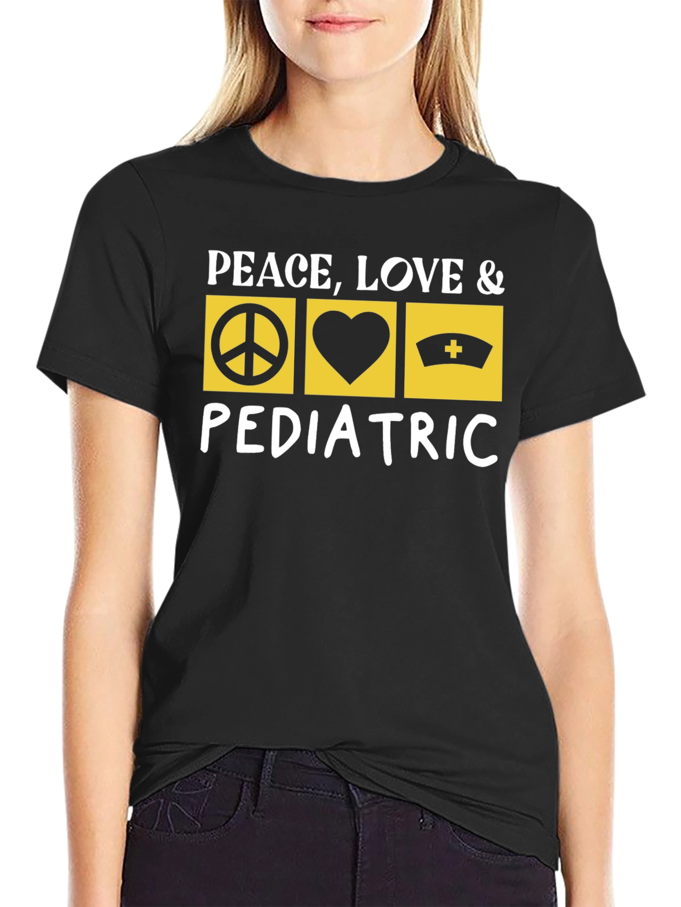 Peace Love Pediatric T-Shirt Nurse Doctor Gift