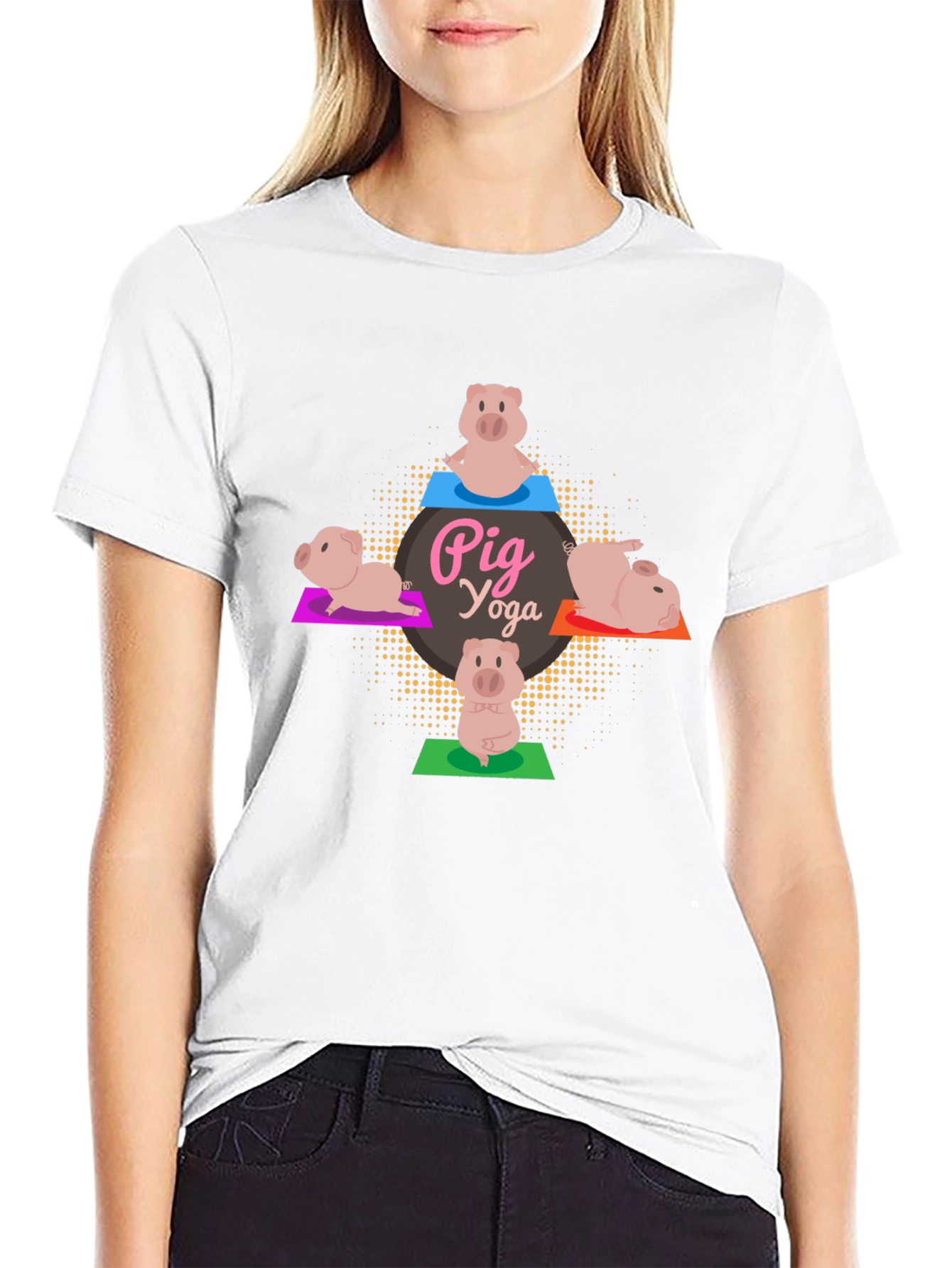 Pig Yoga Black T-Shirt - Funny Graphic Tee