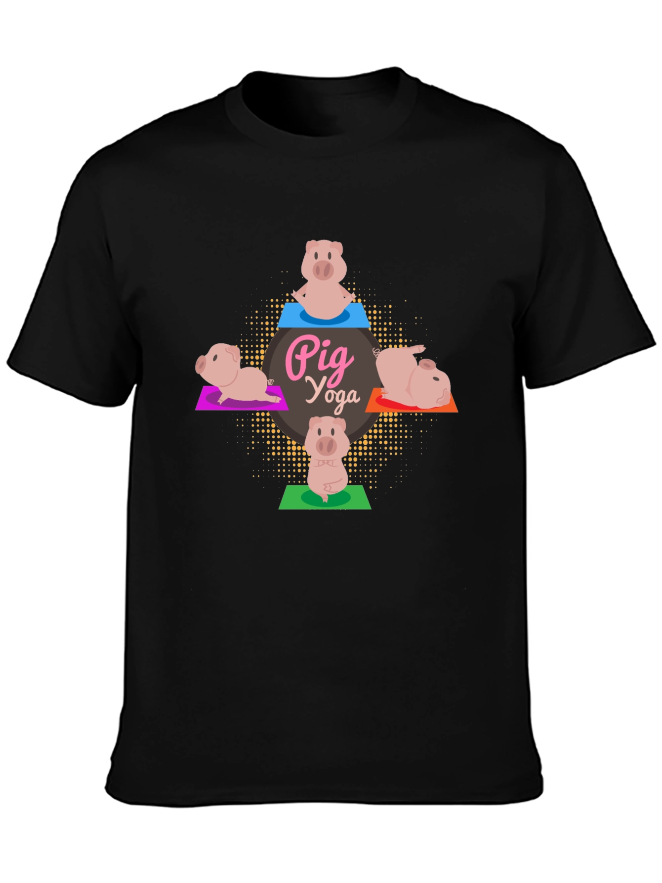 Pig Yoga Black T-Shirt - Funny Graphic Tee