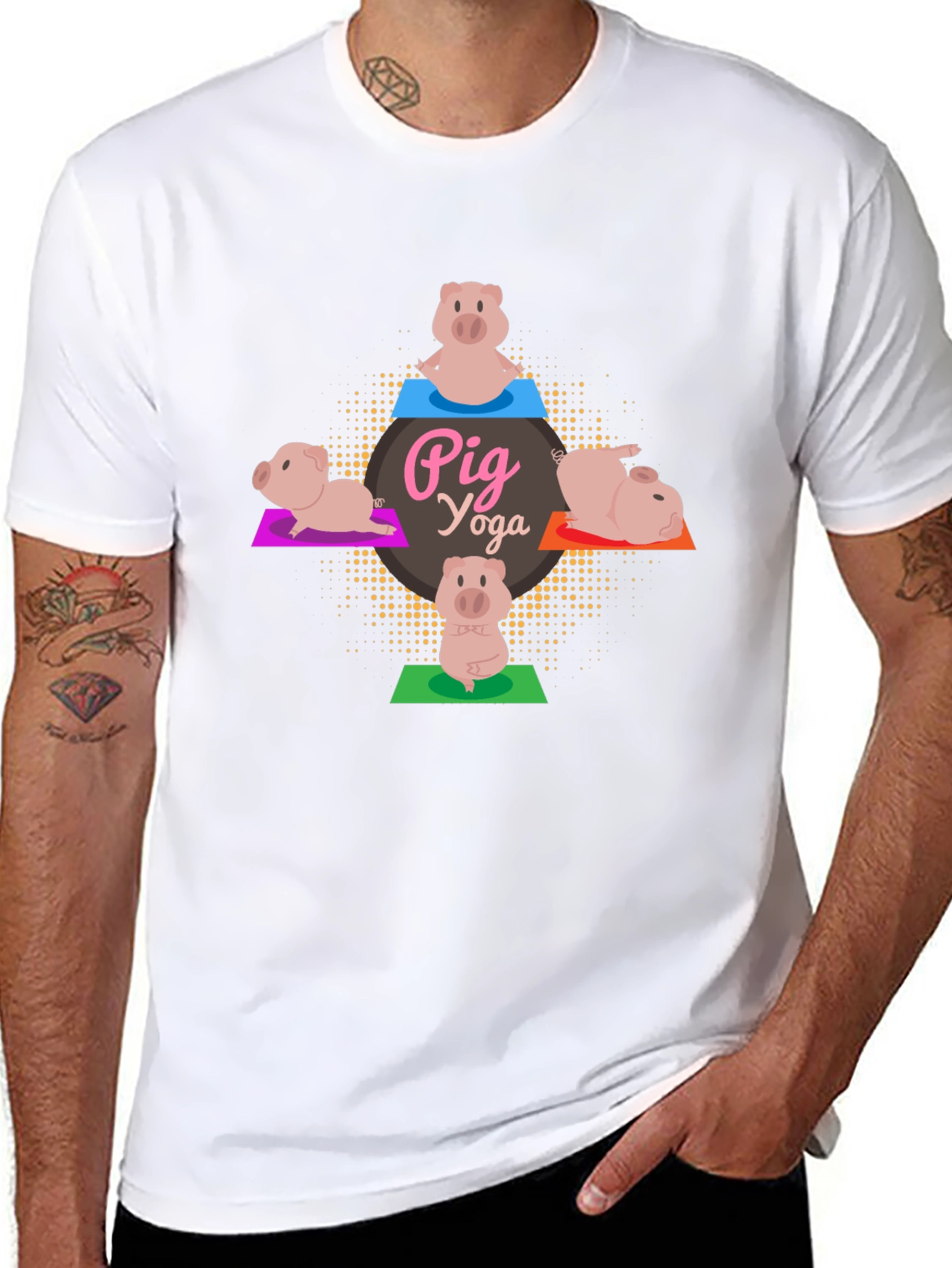 Pig Yoga Black T-Shirt - Funny Graphic Tee