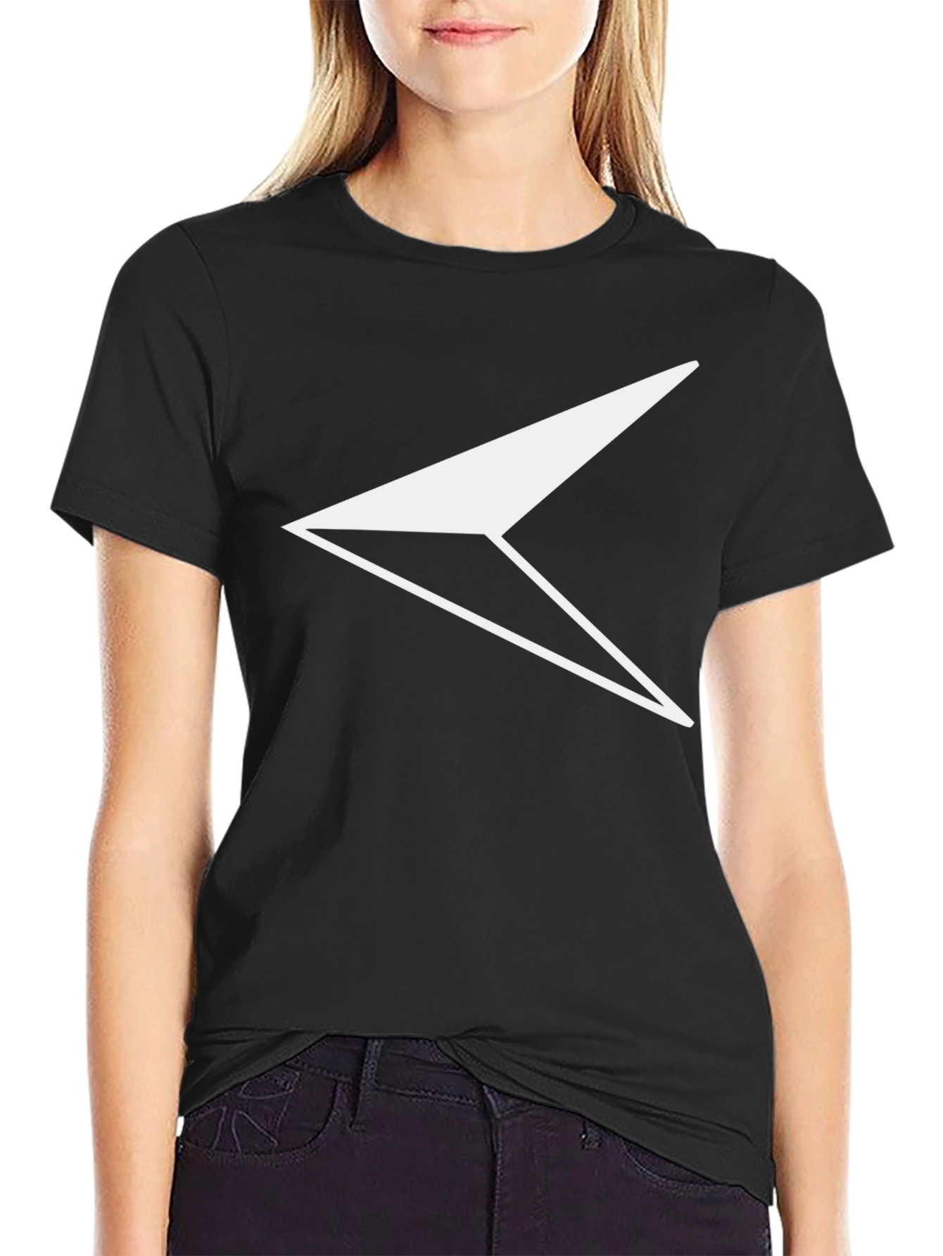 Modern Geometric Arrow Graphic Tee - Black