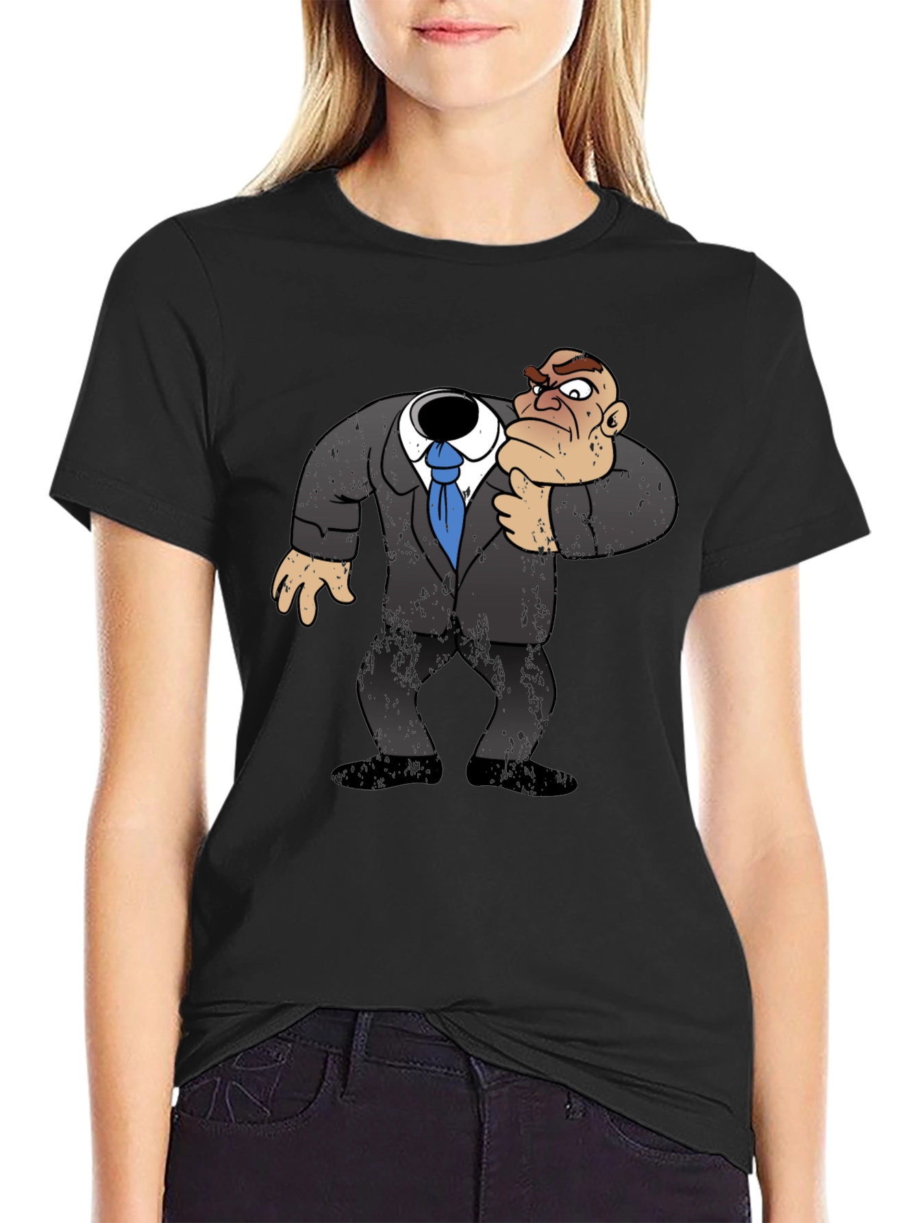 Headless Cartoon Boss T-Shirt - Funny Graphic Tee