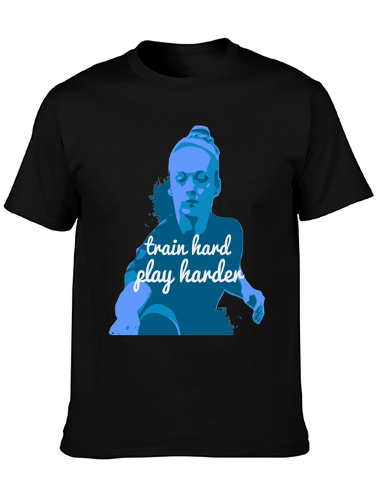 Train Hard Play Harder Black Graphic Tee