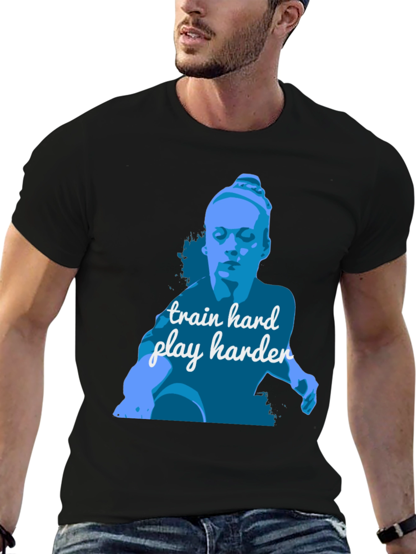 Train Hard Play Harder Black Graphic Tee