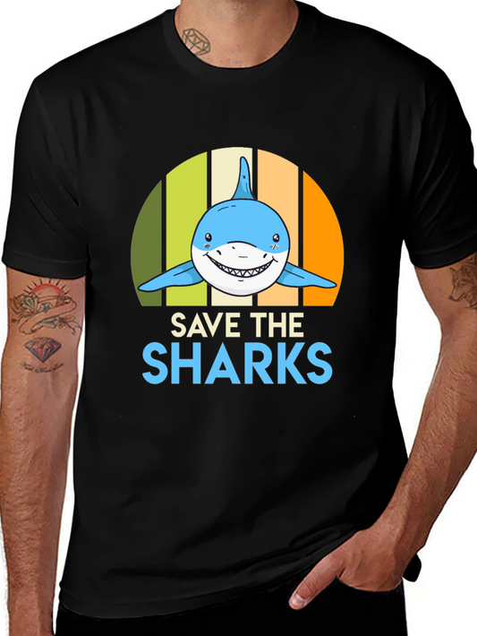 Save the Sharks Graphic Tee - Mens Black T-Shirt
