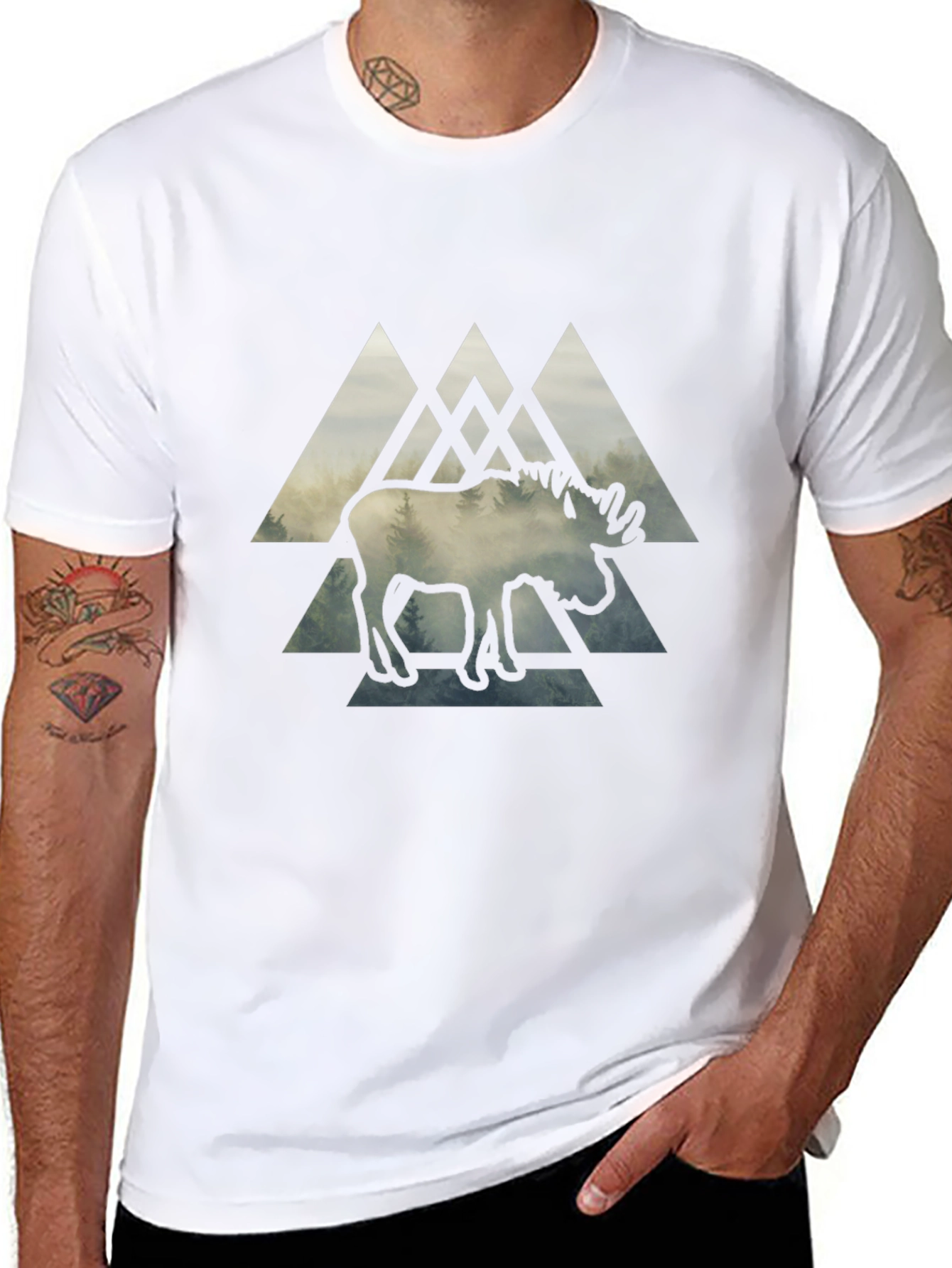 Moose Graphic Print Black T-Shirt