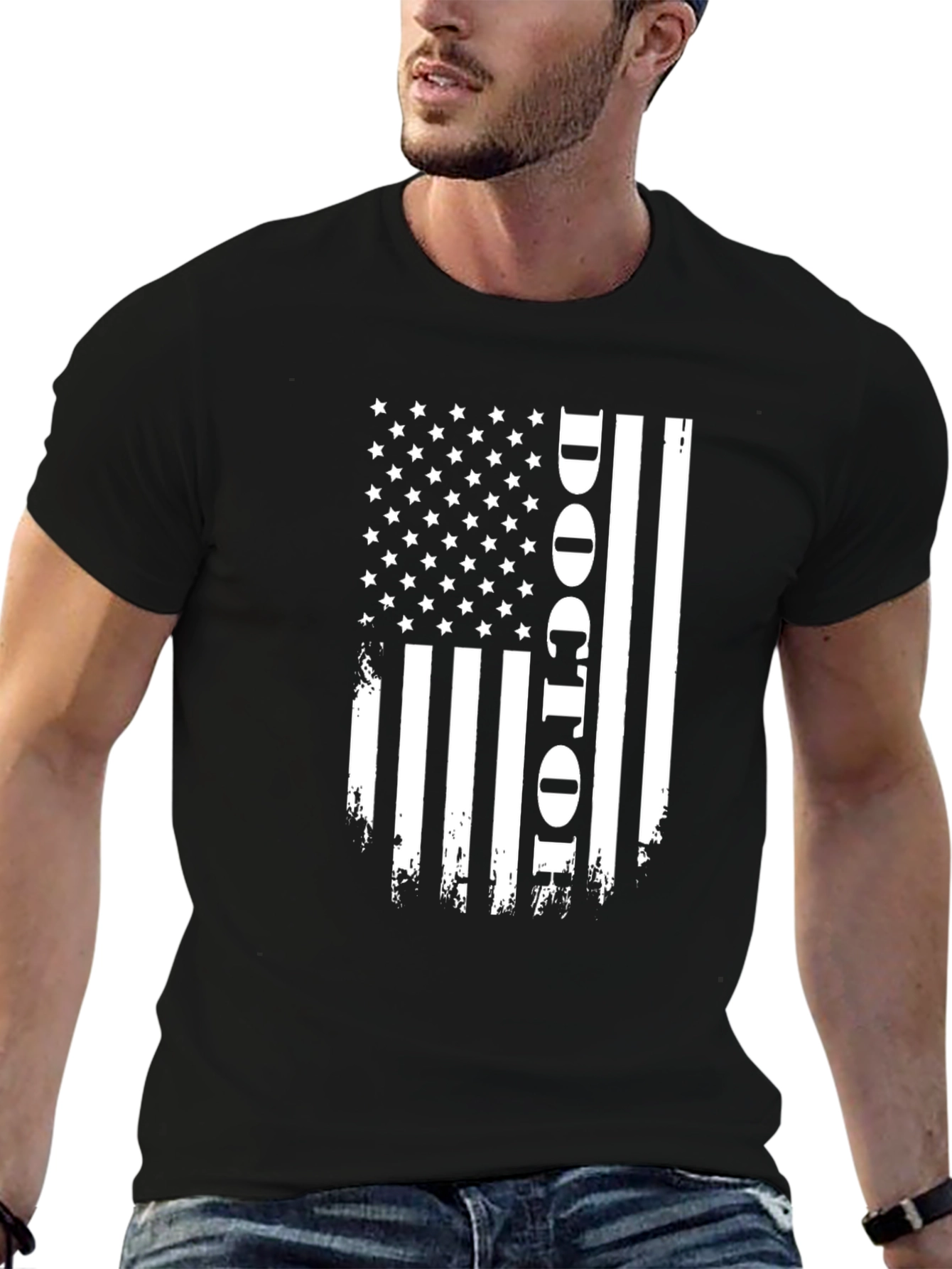 Doctor American Flag Graphic Tee - Black