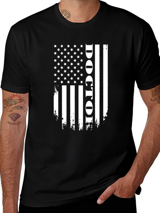 Doctor American Flag Graphic Tee - Black