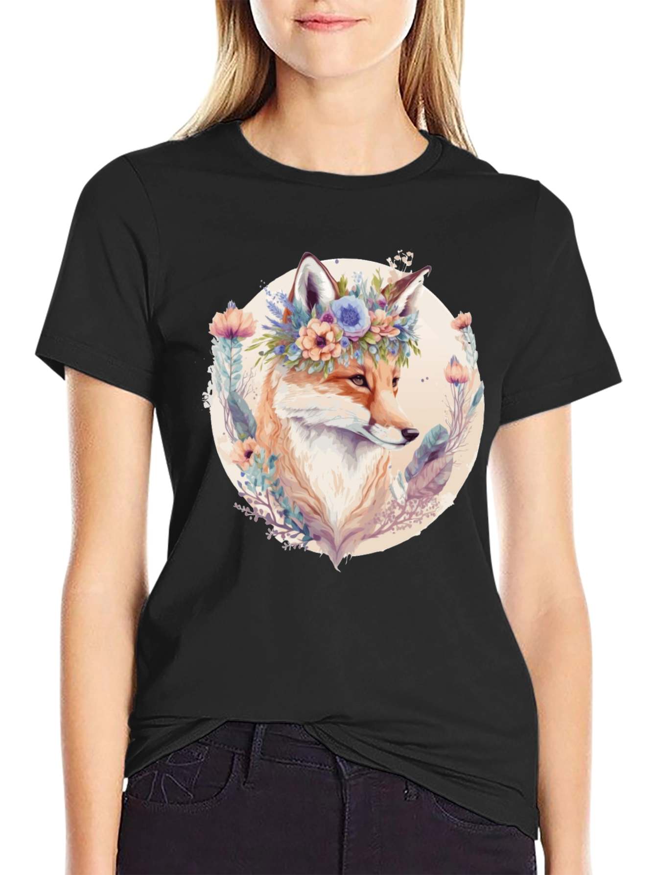 Floral Fox Graphic Tee - Soft & Stylish