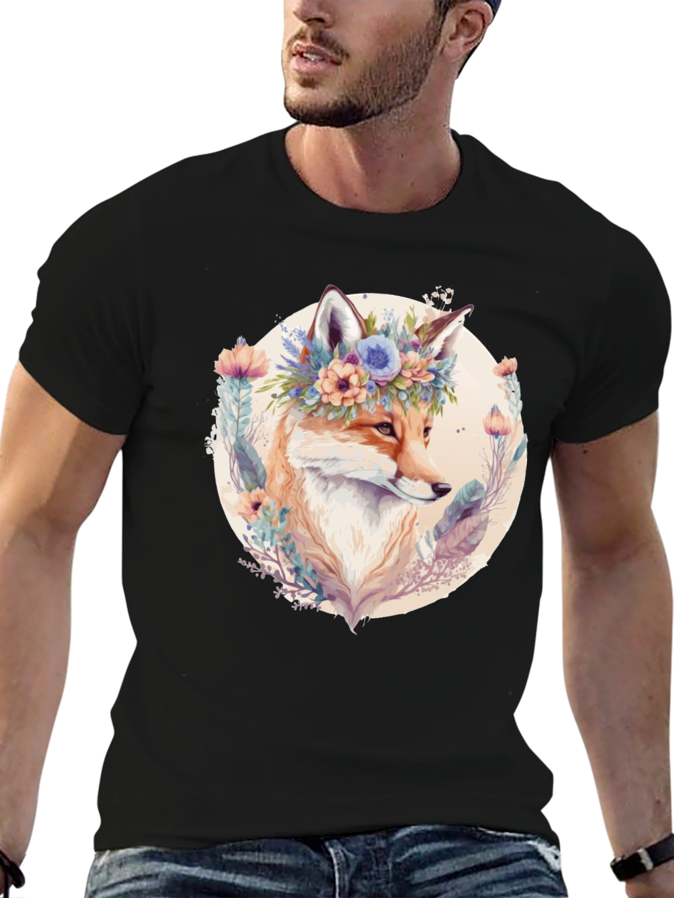 Floral Fox Graphic Tee - Soft & Stylish
