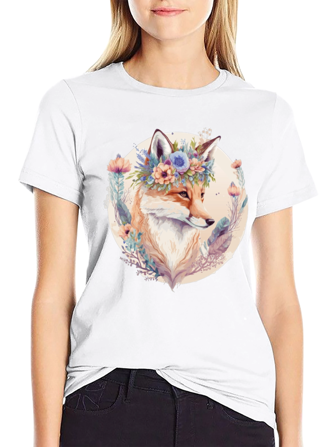 Floral Fox Graphic Tee - Soft & Stylish