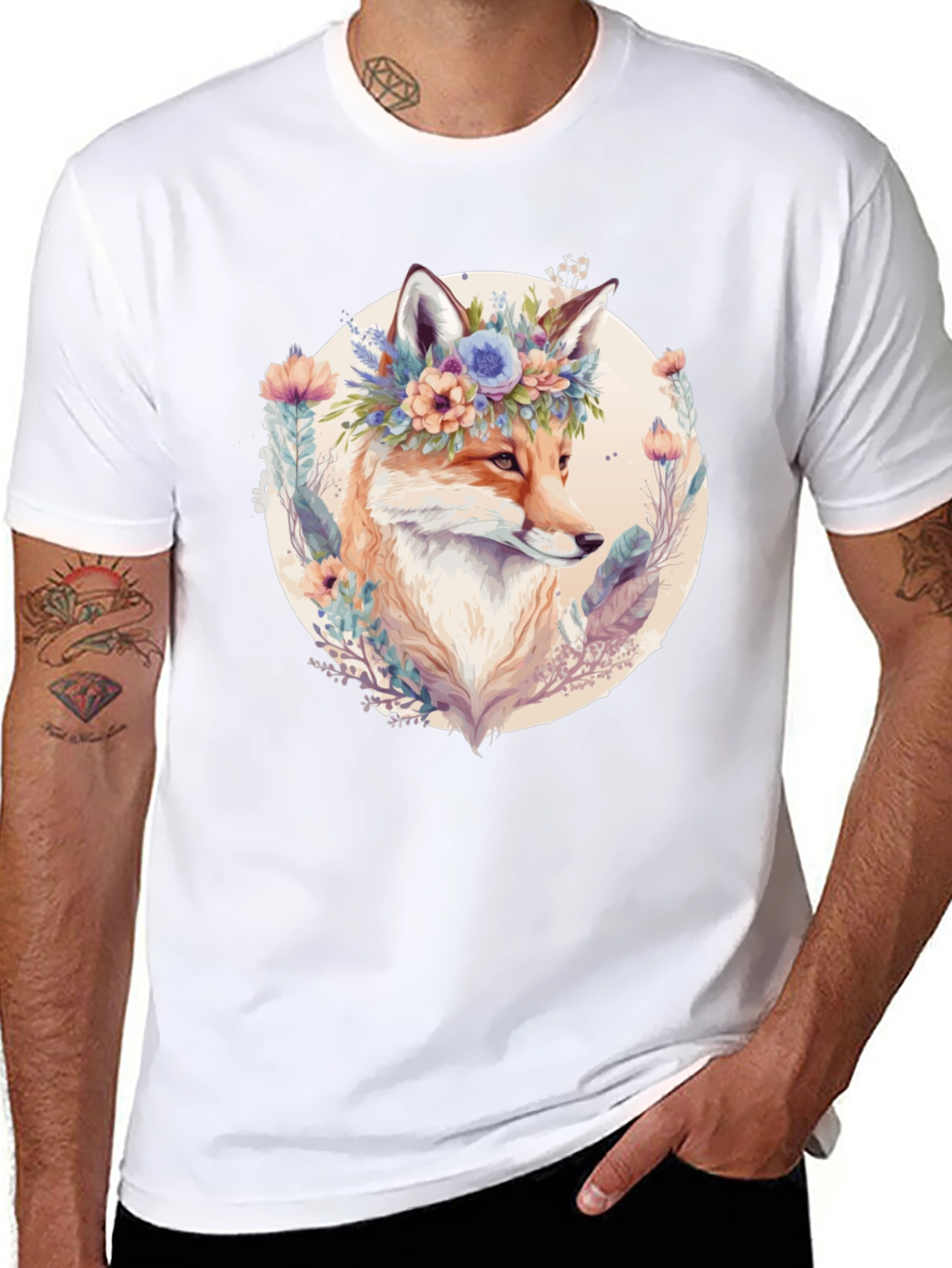 Floral Fox Graphic Tee - Soft & Stylish