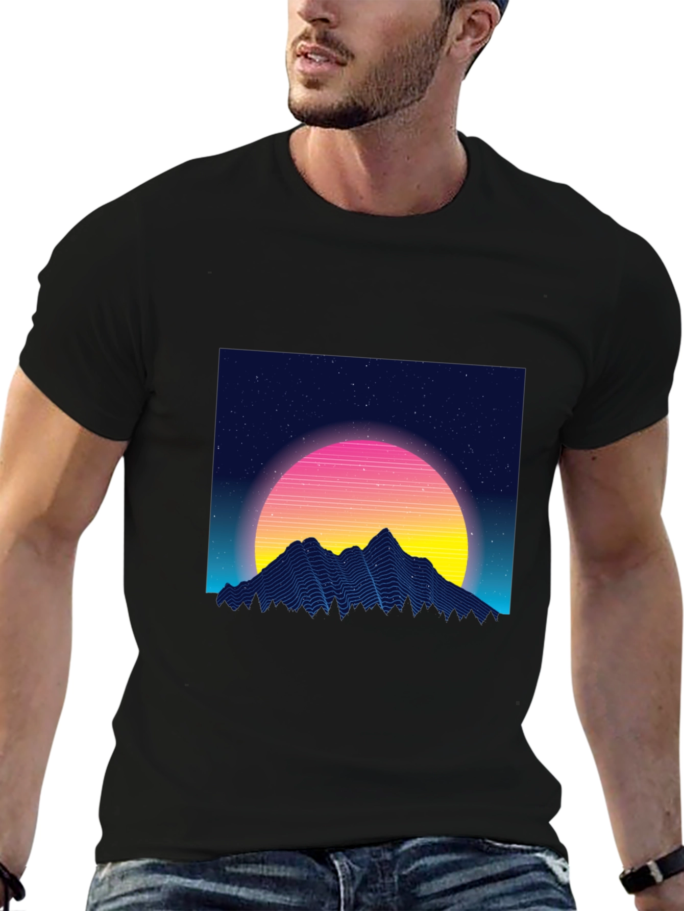 Retro Mountain Sunset Graphic T-Shirt