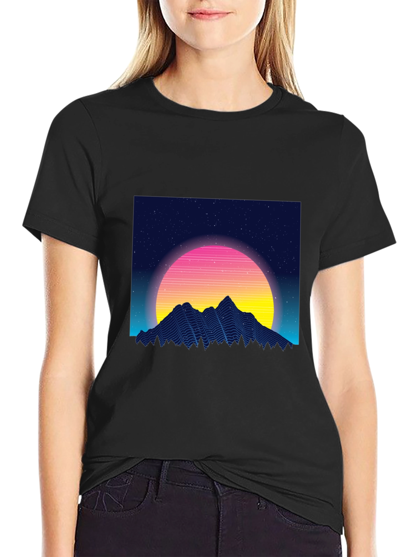 Retro Mountain Sunset Graphic T-Shirt