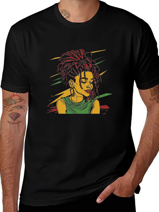 Rasta Woman Graphic Black T-Shirt
