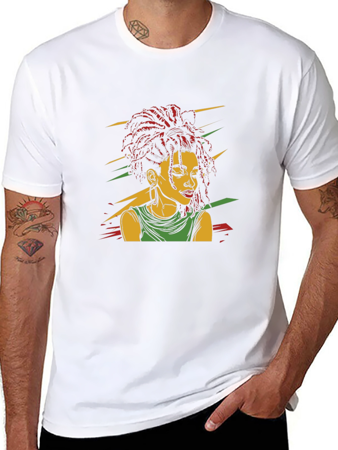 Rasta Woman Graphic Black T-Shirt