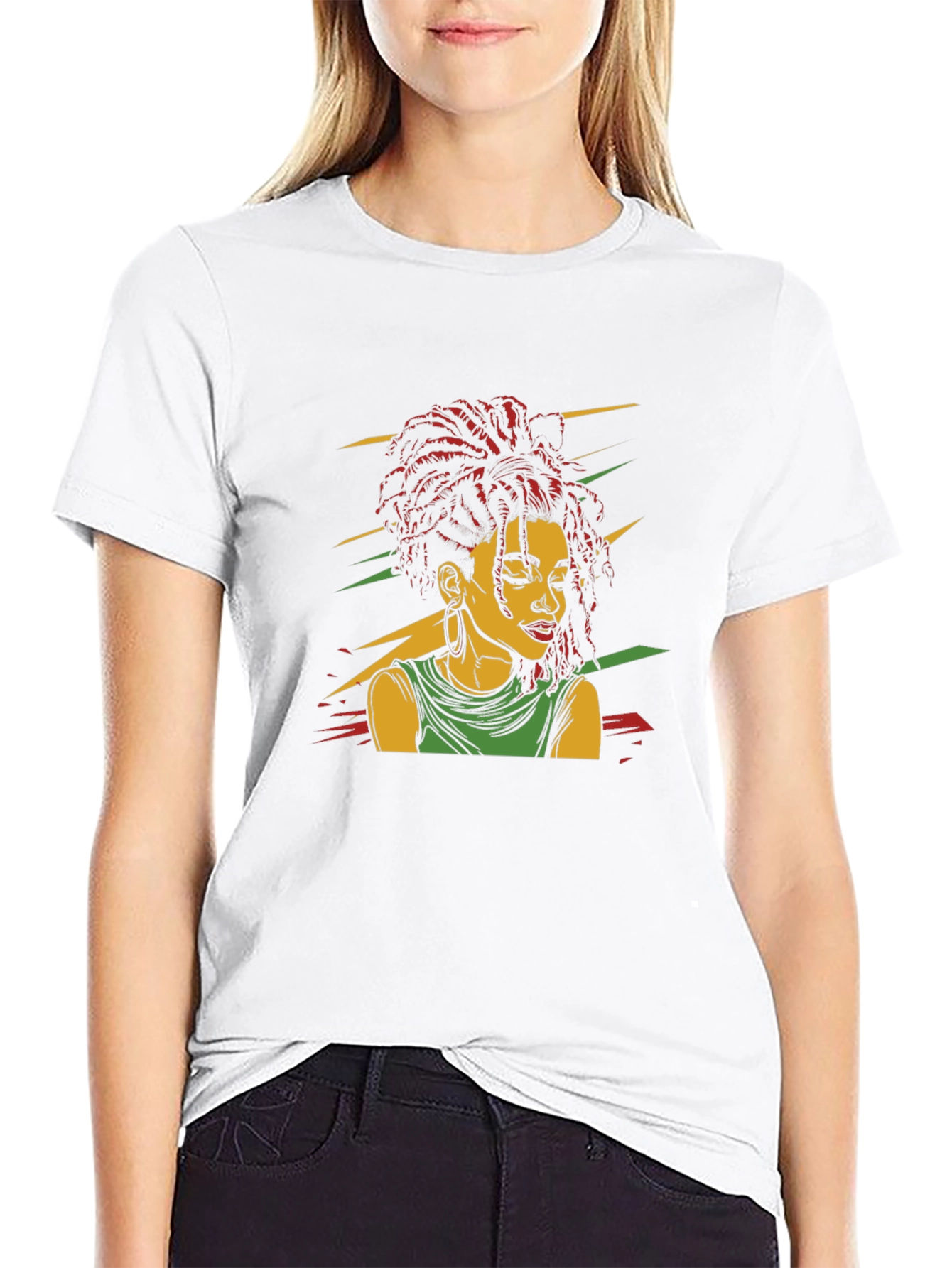 Rasta Woman Graphic Black T-Shirt