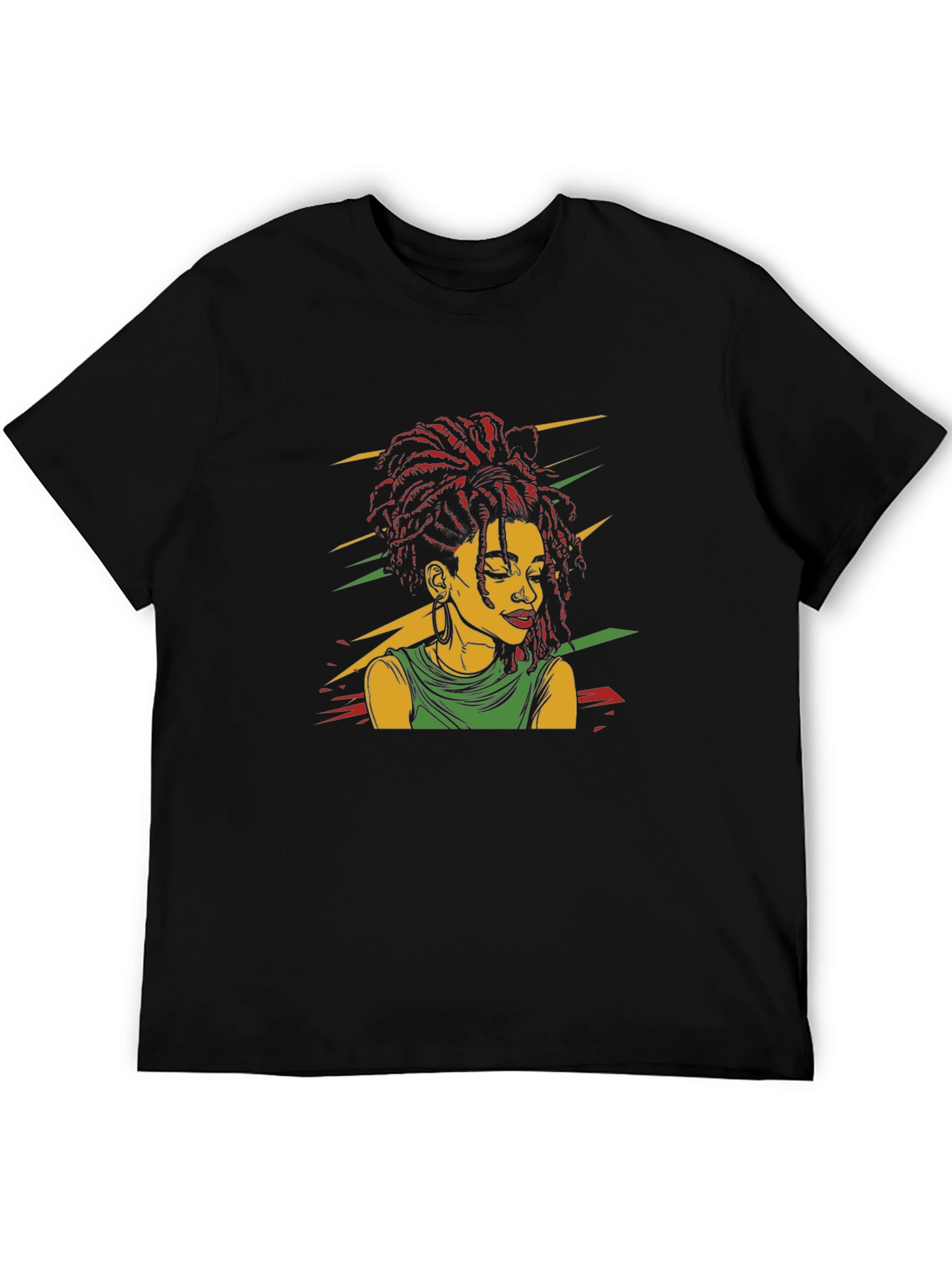 Rasta Woman Graphic Black T-Shirt