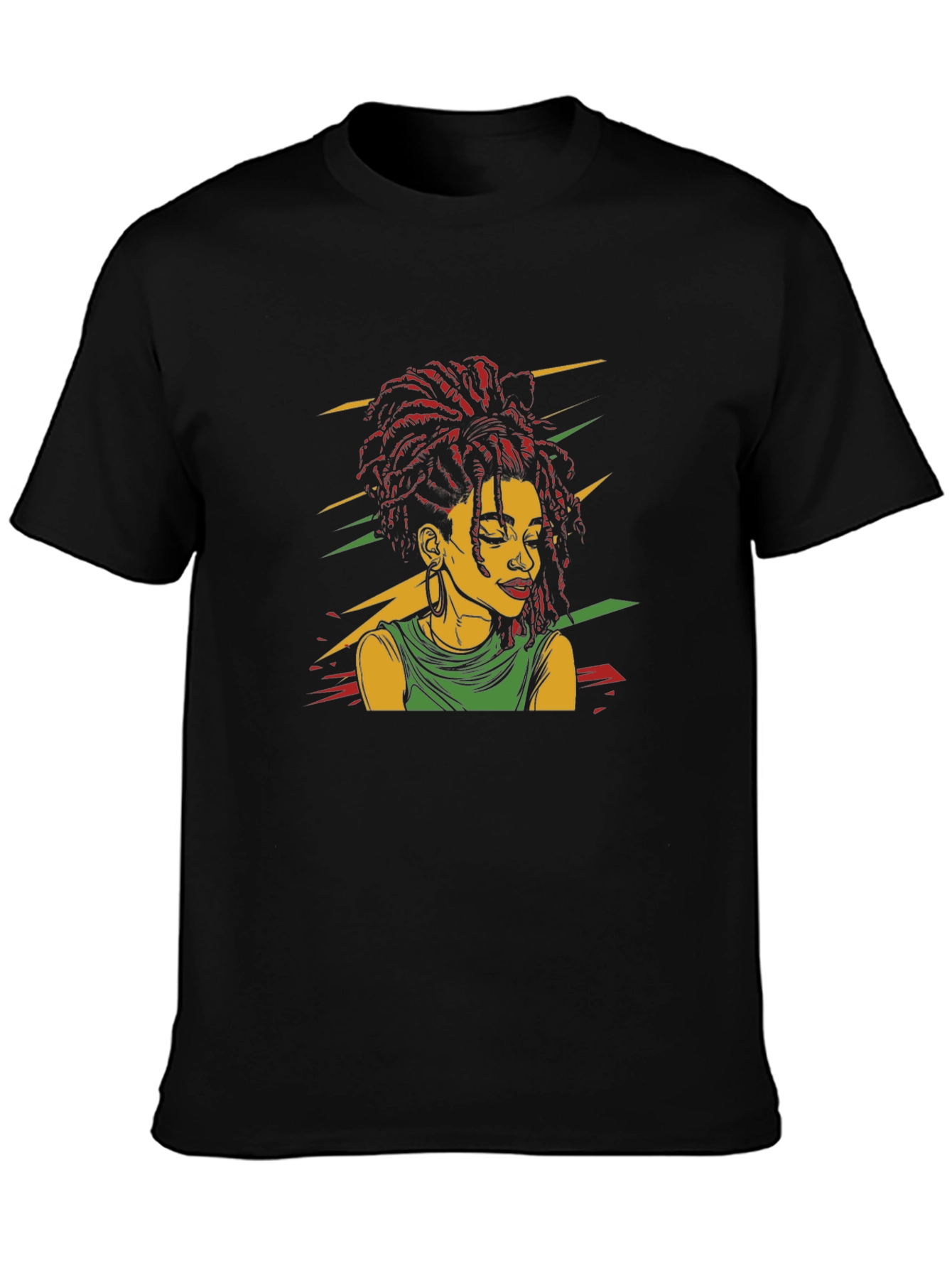 Rasta Woman Graphic Black T-Shirt