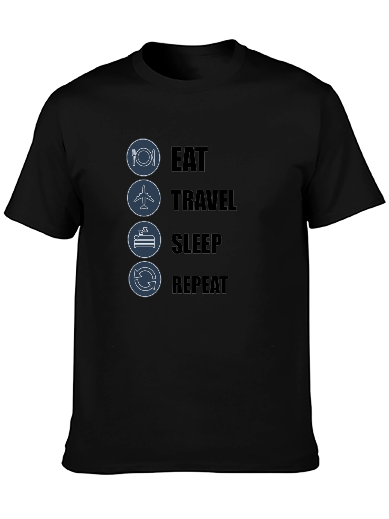 Eat Travel Sleep Repeat Graphic Tee - Black