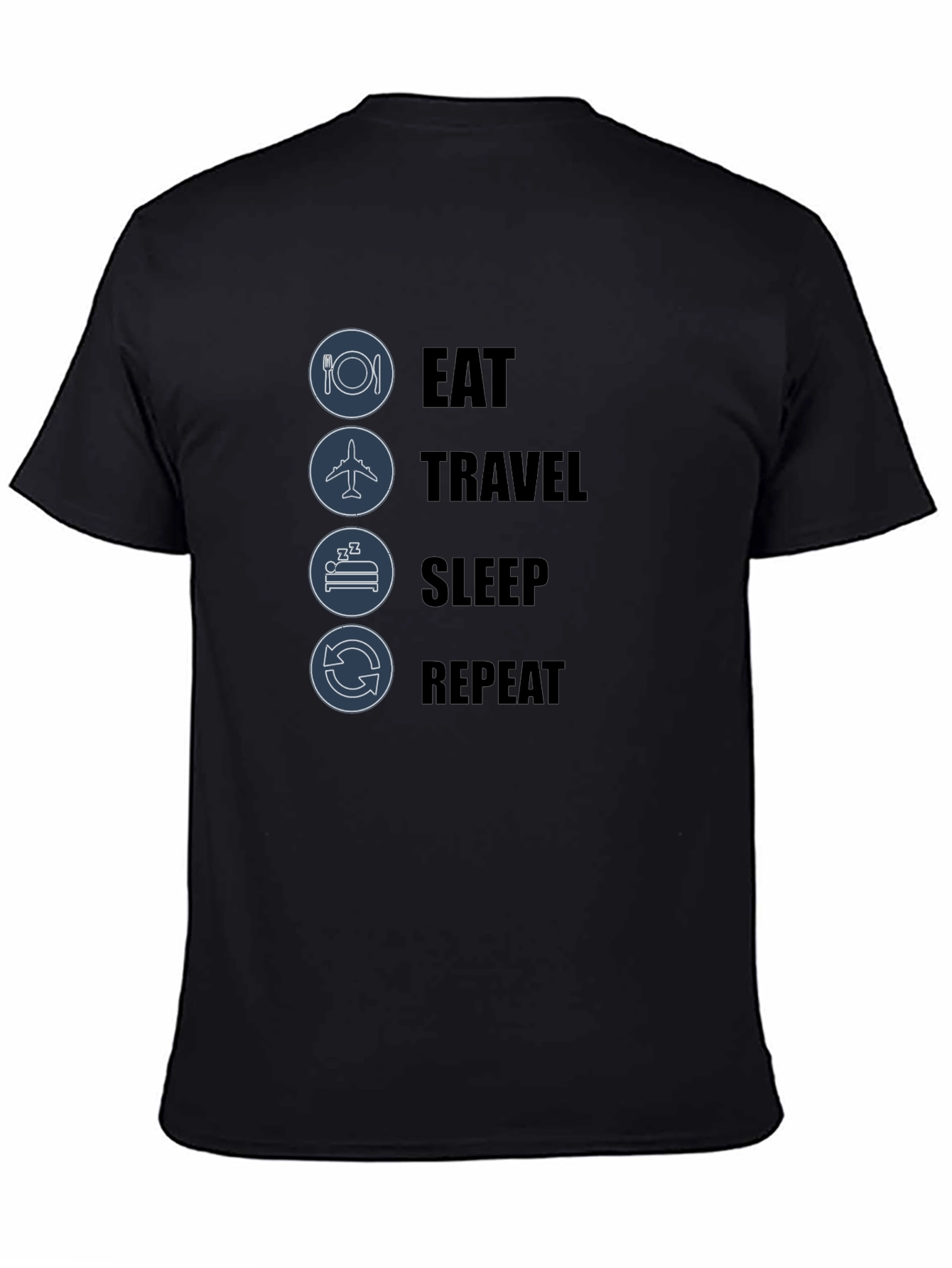 Eat Travel Sleep Repeat Graphic Tee - Black