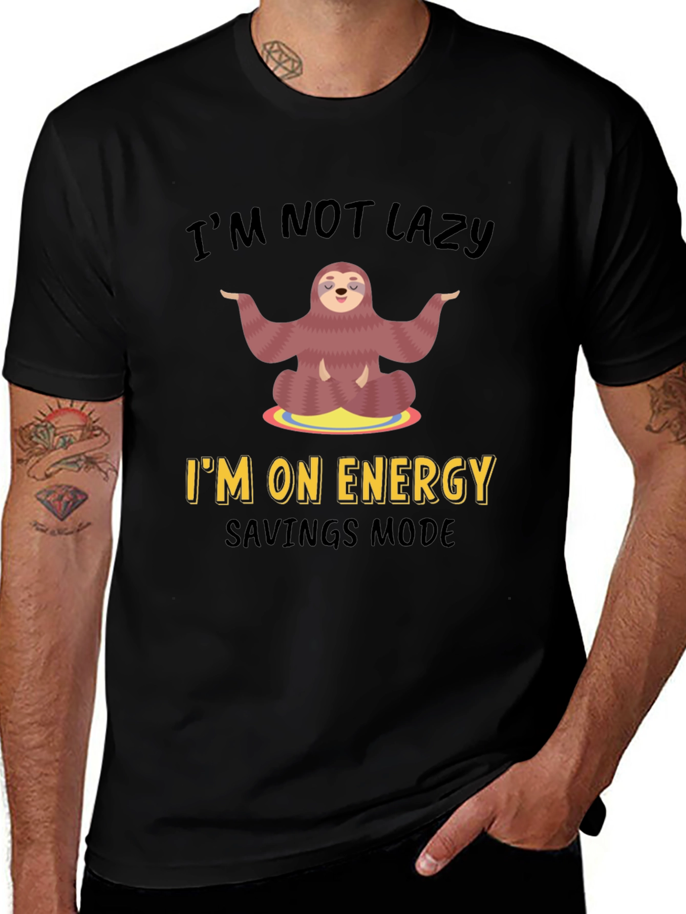 Lazy Sloth Energy Saving Mode Graphic T-Shirt