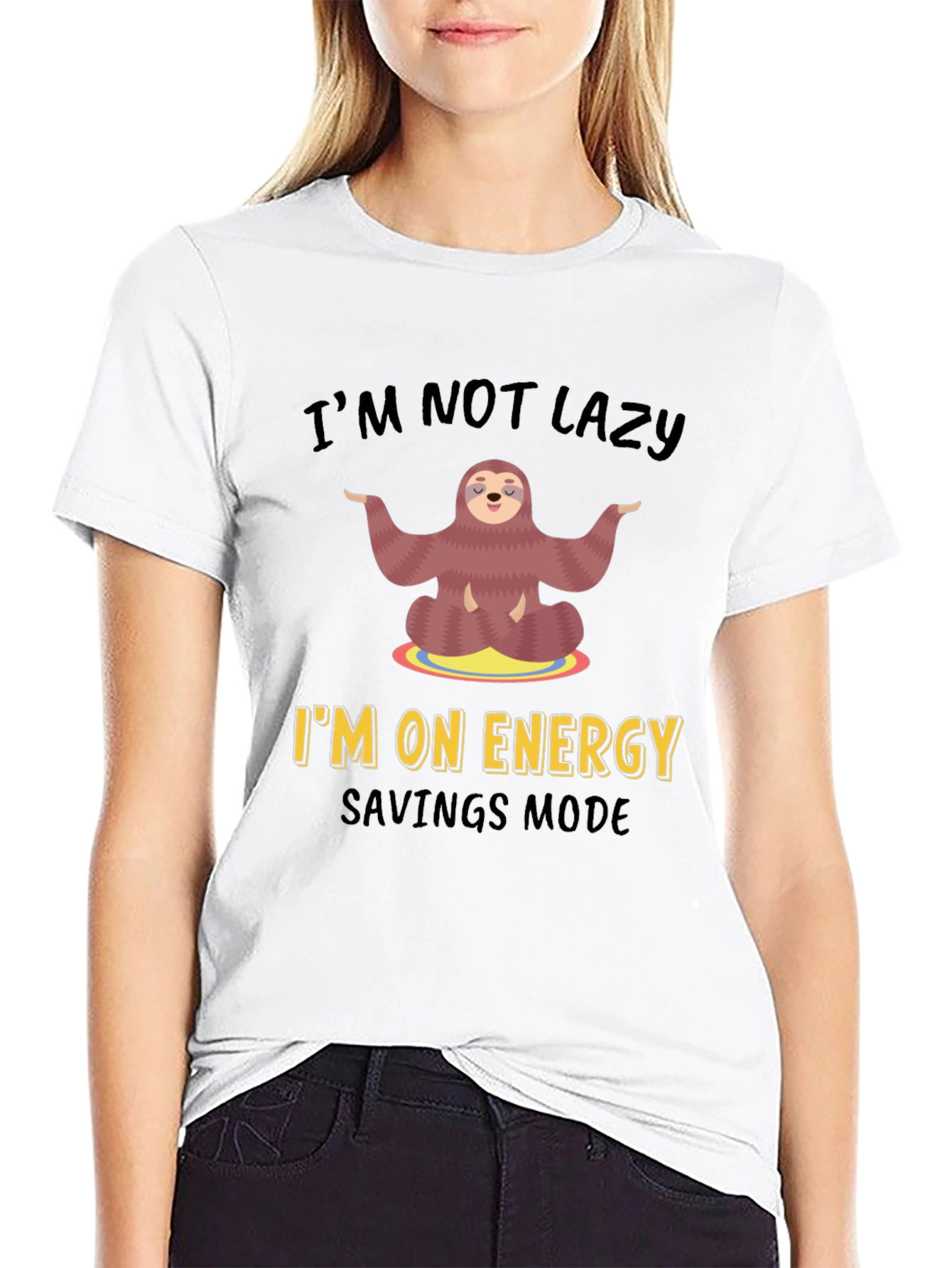 Lazy Sloth Energy Saving Mode Graphic T-Shirt