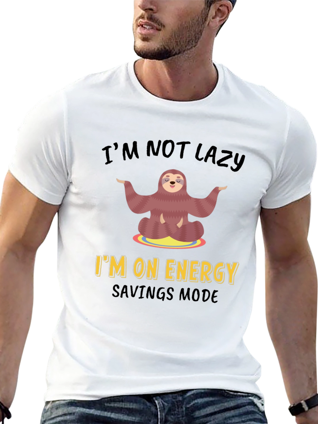 Lazy Sloth Energy Saving Mode Graphic T-Shirt