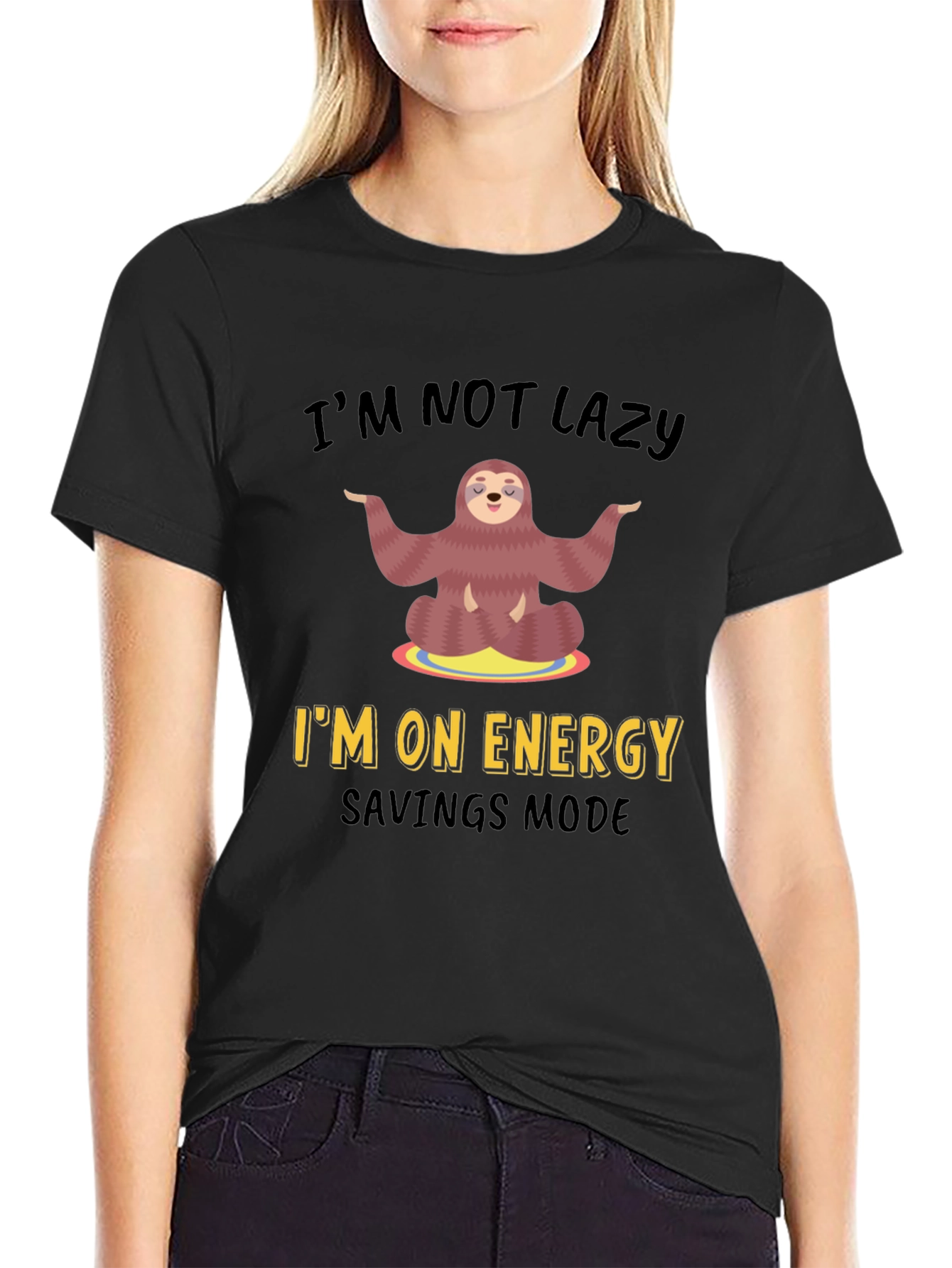 Lazy Sloth Energy Saving Mode Graphic T-Shirt
