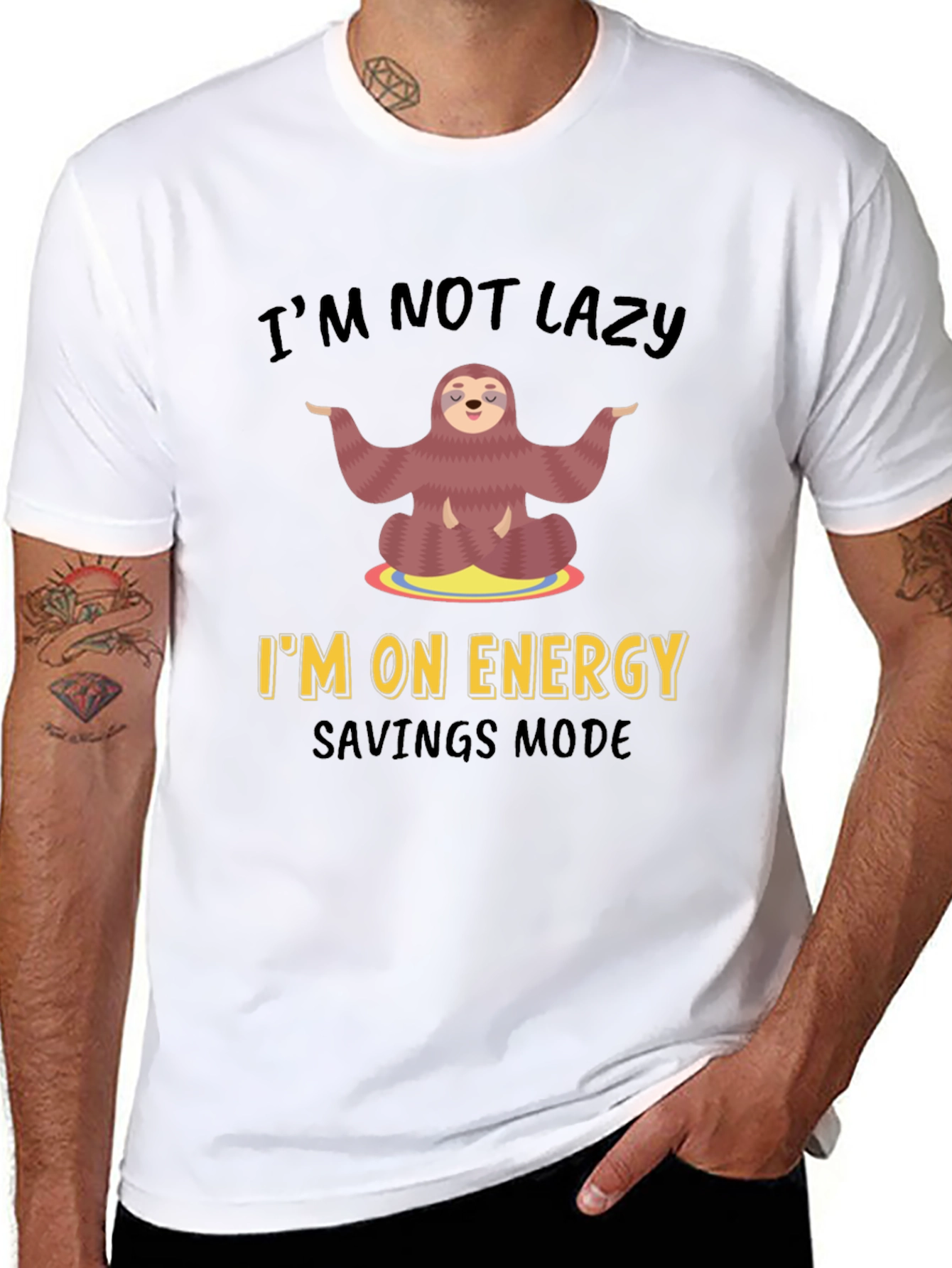 Lazy Sloth Energy Saving Mode Graphic T-Shirt