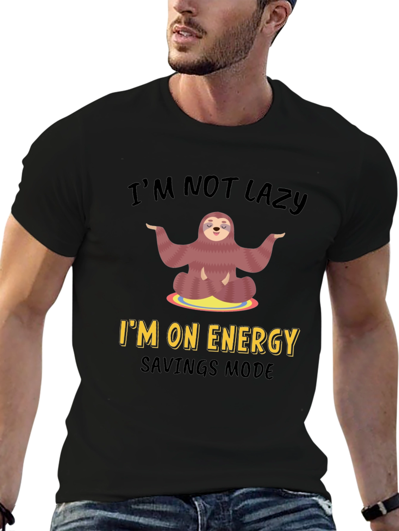 Lazy Sloth Energy Saving Mode Graphic T-Shirt