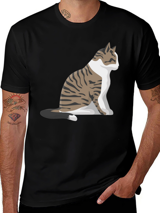 Cat Graphic Tee - Black Cotton Blend