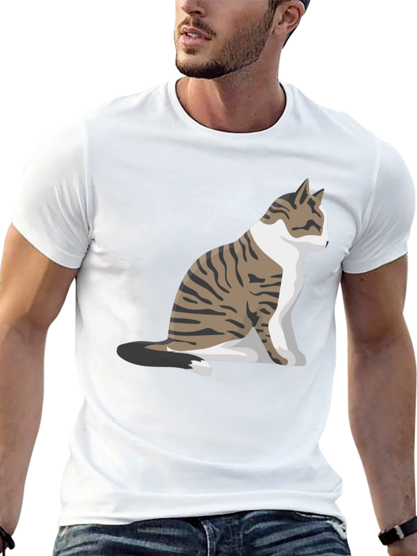Cat Graphic Tee - Black Cotton Blend