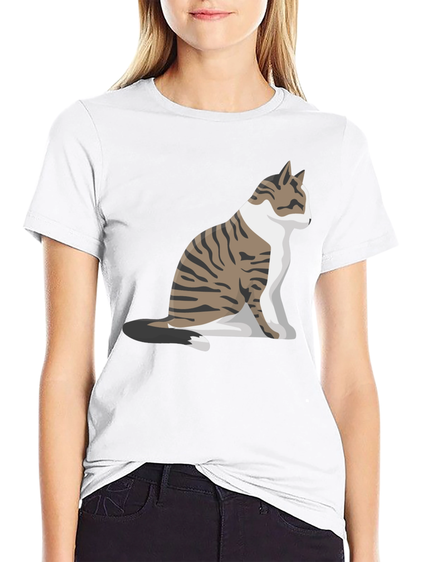 Cat Graphic Tee - Black Cotton Blend