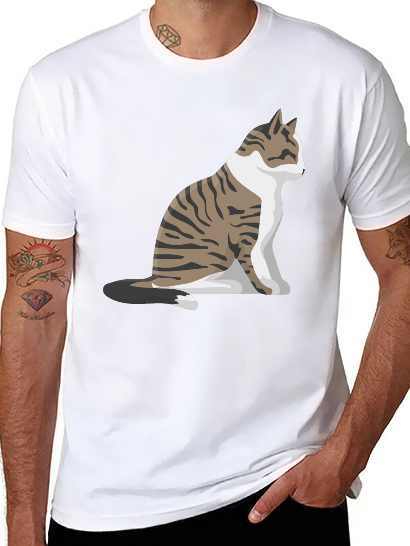 Cat Graphic Tee - Black Cotton Blend